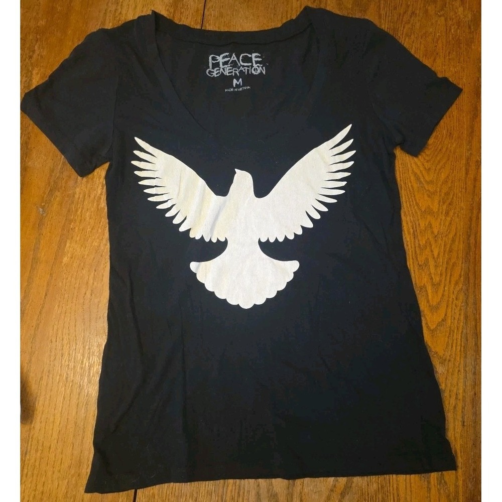VTG‎ Y2K Peace Generation Baby Tee Emo Scene Women's Bombshell T-Shirt Rocker